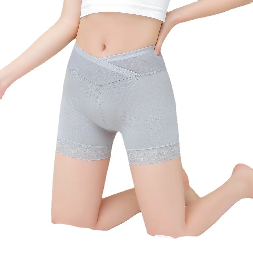 Women's V-Neck Mesh Shorts Grey Summer Leggings