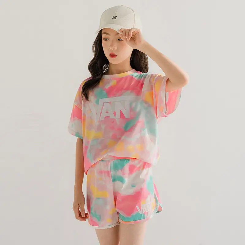 Korean Style Tie-Dye Girls Shorts Set 2025