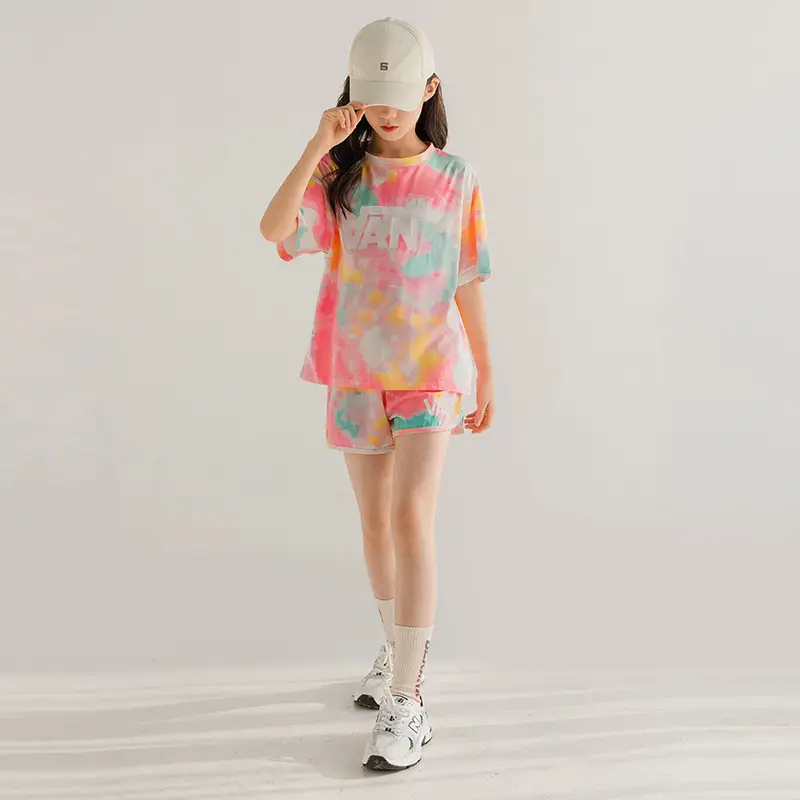 Korean Style Tie-Dye Girls Shorts Set 2025