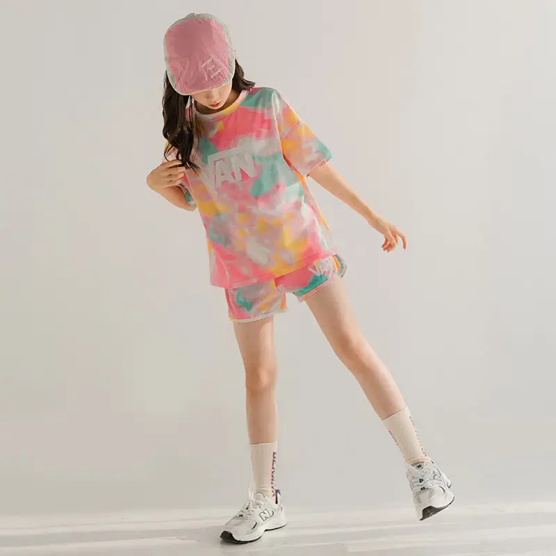 Korean Style Tie-Dye Girls Shorts Set 2025