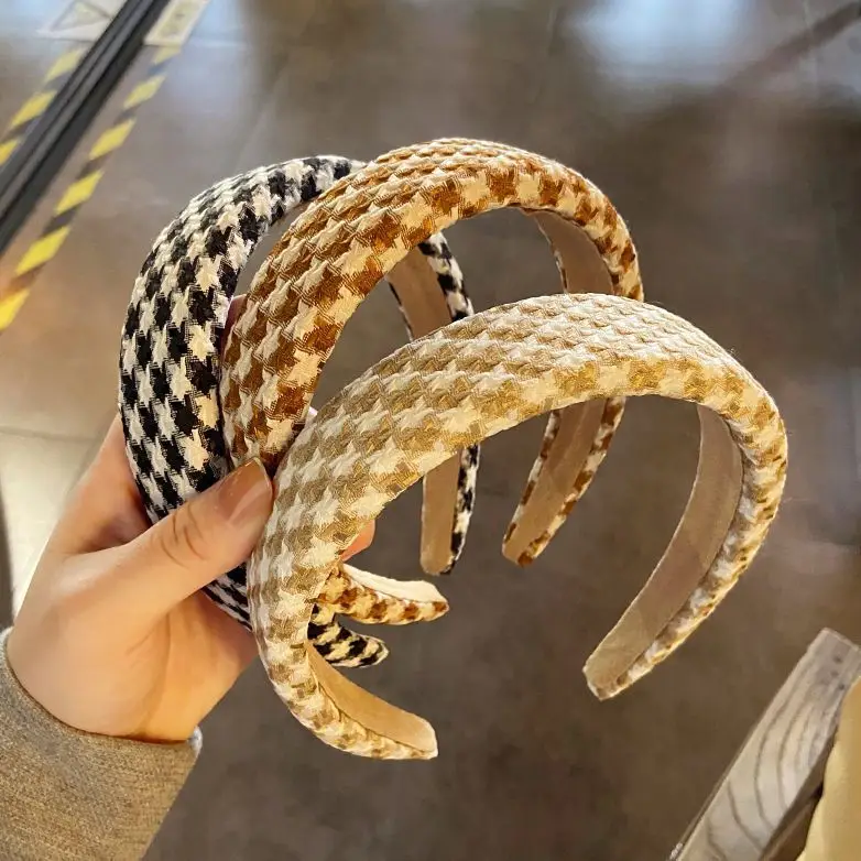 Houndstooth Retro Headband Women Autumn Winter - Image 8