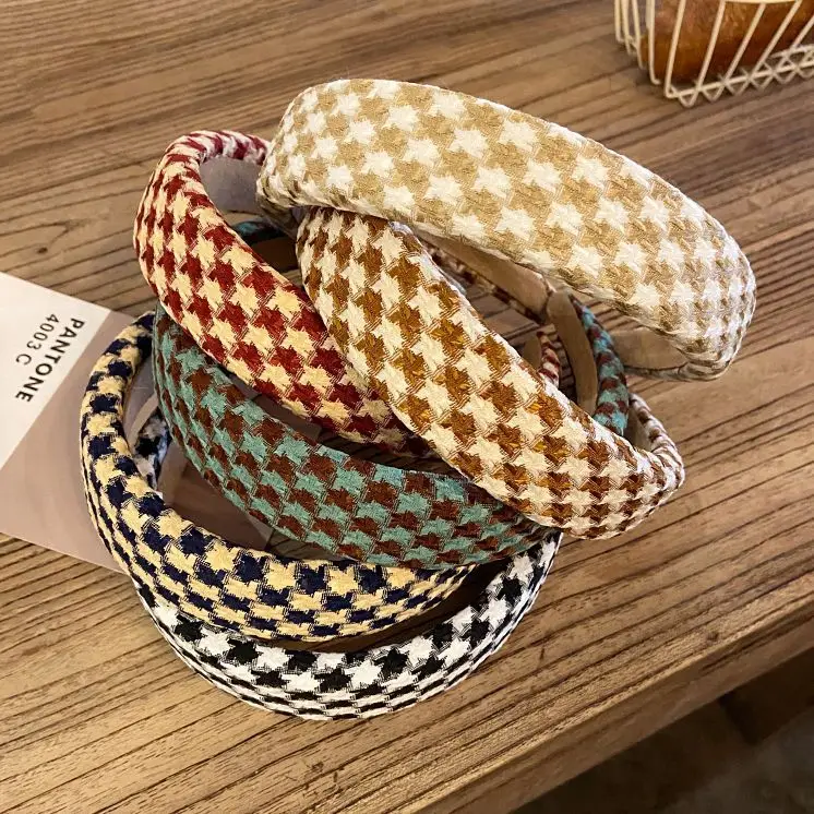 Houndstooth Retro Headband Women Autumn Winter - Image 9