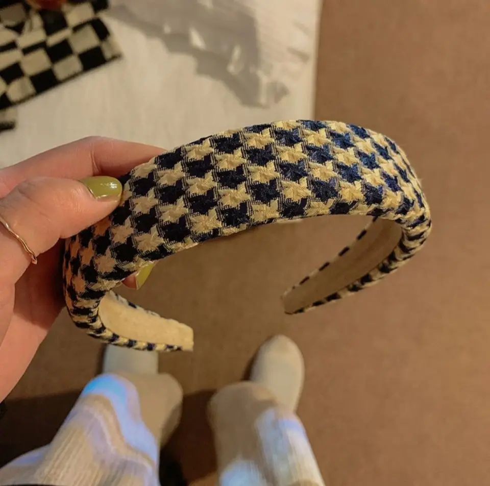 Houndstooth Retro Headband Women Autumn Winter - Image 10