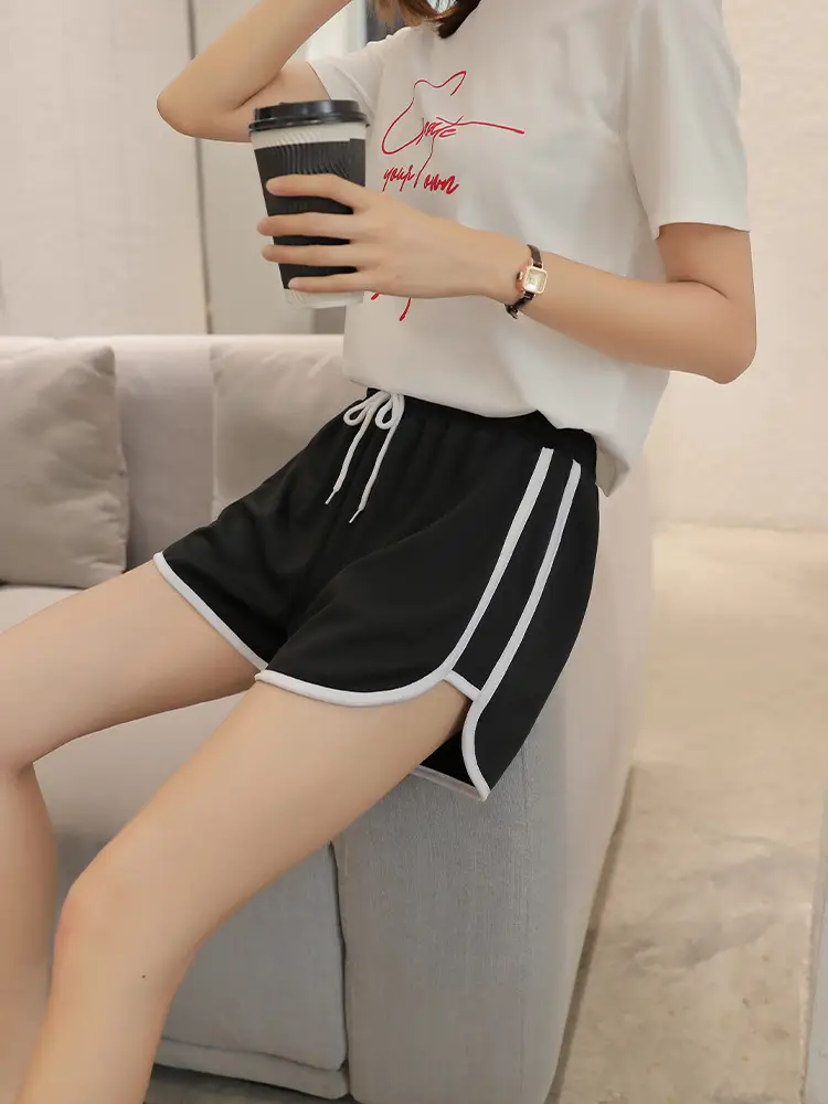 Women Green Track Shorts Wide Leg Running Shorts