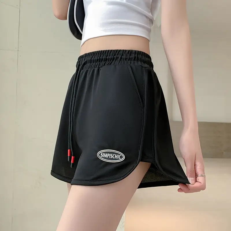 Women Green Track Shorts Wide Leg Running Shorts