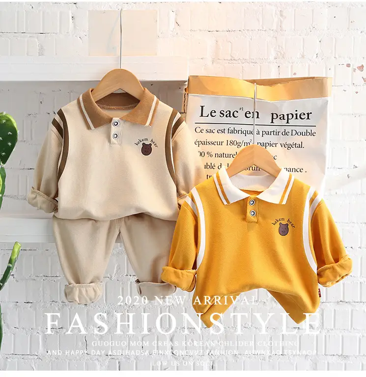 Children's Yellow Polo Track Suit 2-Piece Set — feature 4