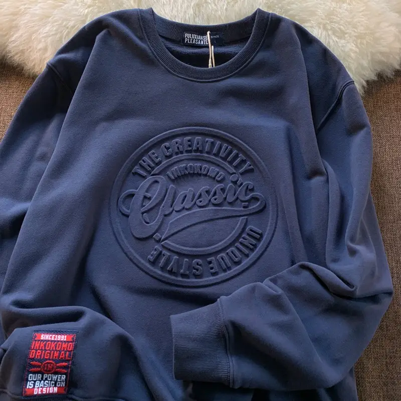 Men Women Grey Crewneck Sweatshirt with Logo Print - Image 8