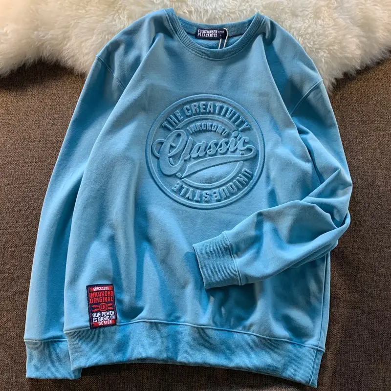 Men Women Grey Crewneck Sweatshirt with Logo Print — feature 3