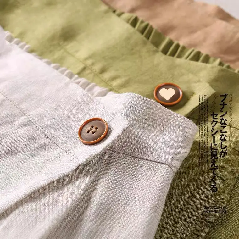 Women's 100% Pure亚麻 Mid-Length Skirt Brown - Image 6