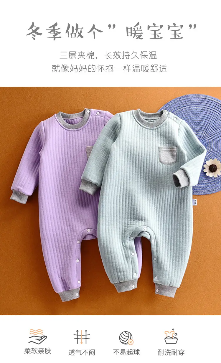 Baby Quilted Jumpsuit 3Yr Warm Pajamas Blue — feature 1