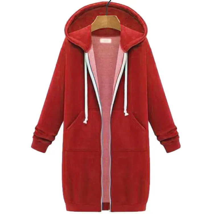 Pink Hooded Long Sleeve Women's Sweater Coat