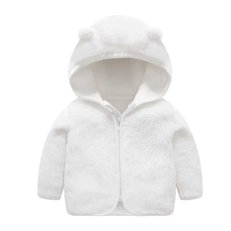 Baby Hooded Fleece Jacket Striped Bear Ear Design - Image 4