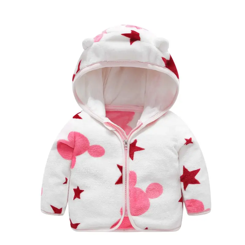 Baby Hooded Fleece Jacket Striped Bear Ear Design - Image 5