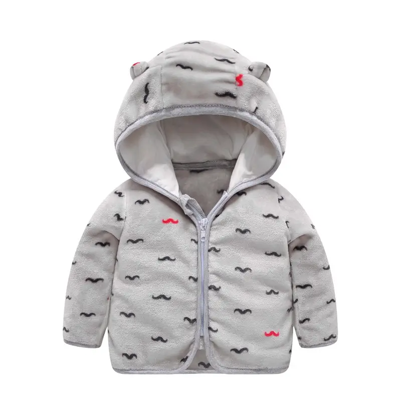 Baby Hooded Fleece Jacket Striped Bear Ear Design - Image 7