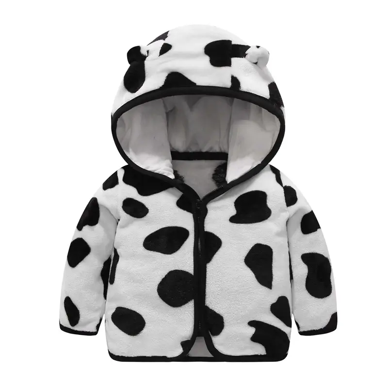 Baby Hooded Fleece Jacket Striped Bear Ear Design - Image 9