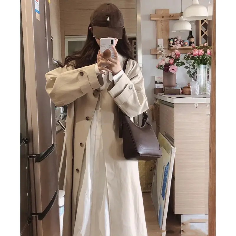 Gentle White Long Sleeve A-Style Dress for Women - Image 5