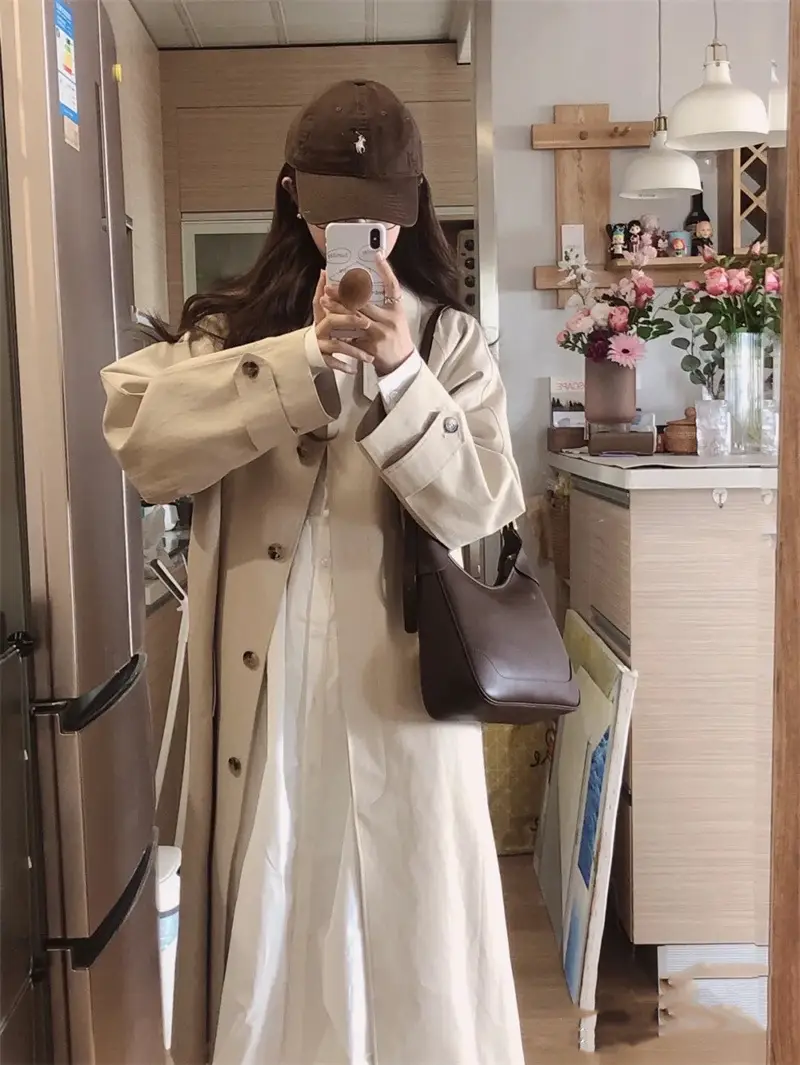 Gentle White Long Sleeve A-Style Dress for Women — feature 5