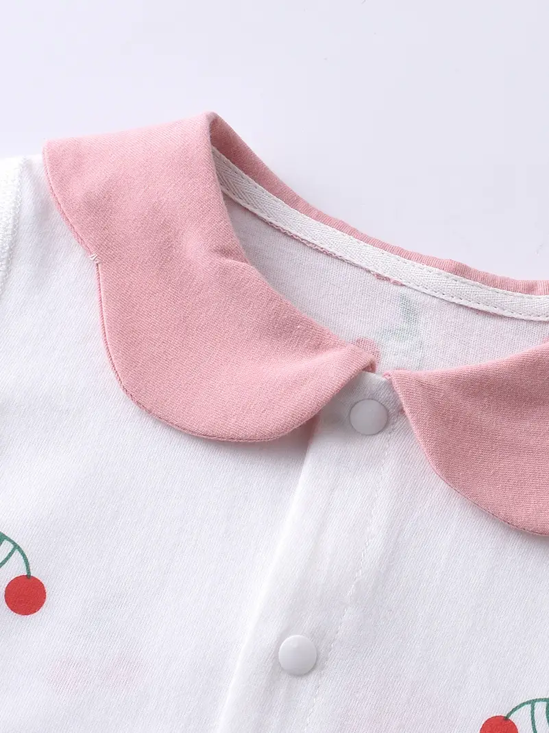 Baby Cotton Jumpsuit Set Pink White Short Sleeve Newborn - Image 12