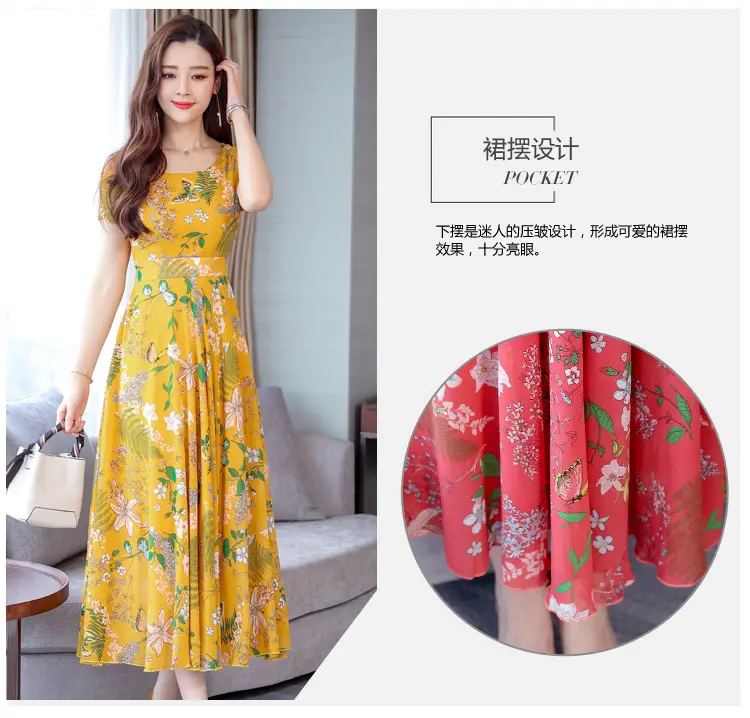 2021 Summer Printed High Waist Dress for Women — feature 5