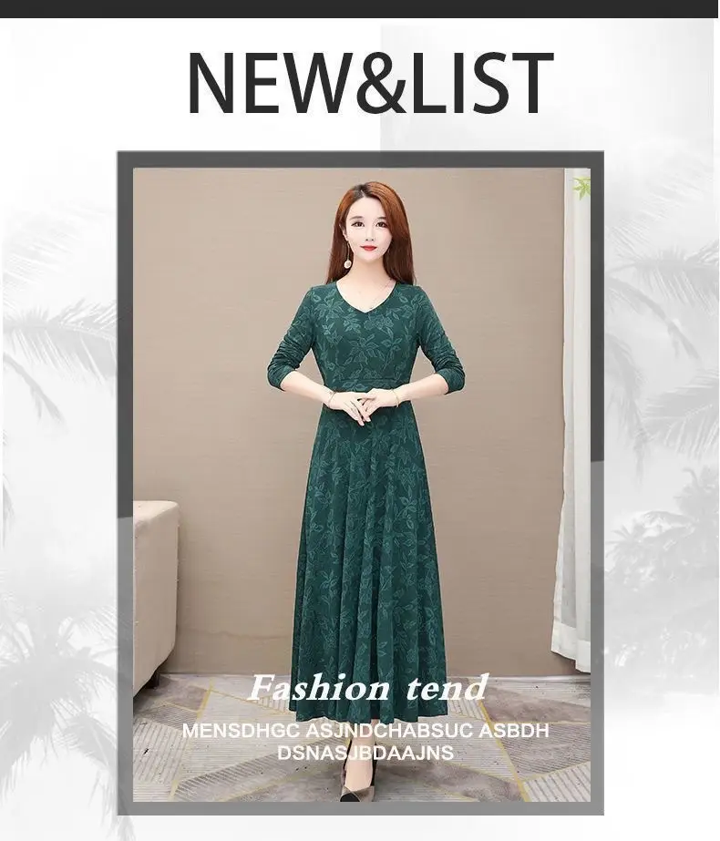 Elegant Green Long Sleeve V-Neck Dress for Women — feature 5