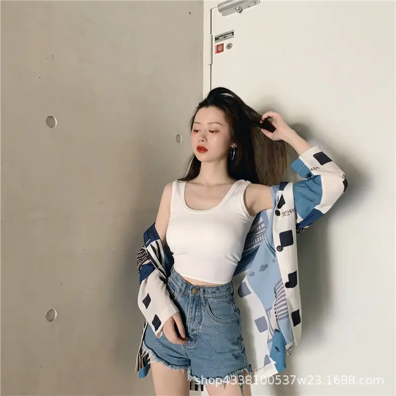 Women Cotton Vest Vestless Top Plus Size Navel Exposed - Image 6