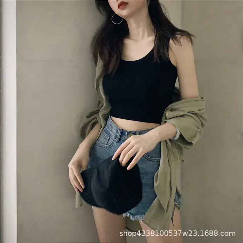 Women Cotton Vest Vestless Top Plus Size Navel Exposed - Image 2