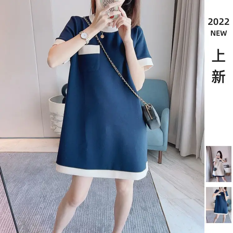 2022 Women's Blue Western Mid-Length T-Shirt Summer Loose Slimming Top Ins — feature 2