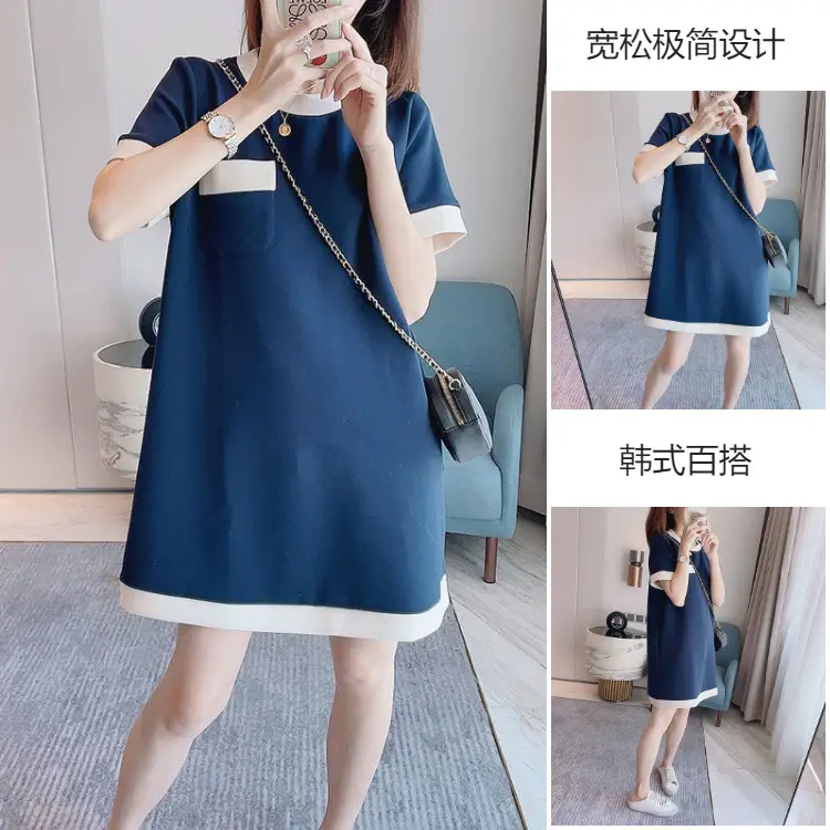 2022 Women's Blue Western Mid-Length T-Shirt Summer Loose Slimming Top Ins — feature 3