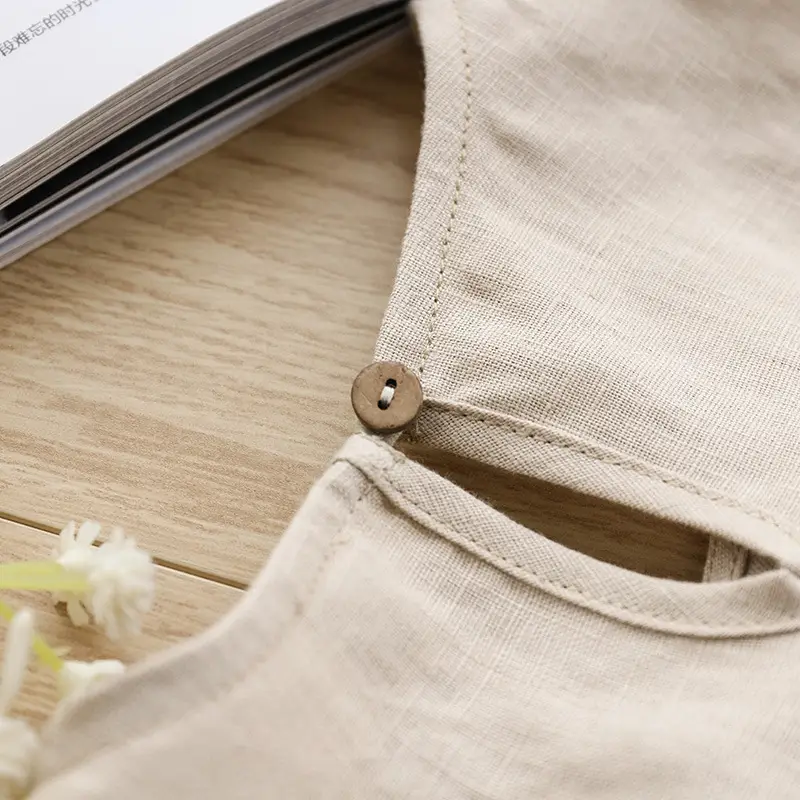 Girls Linen Cotton Vest Dress Spring Summer New Casual Kidsren's Wear Round Neck Sleeveless Pure Color A-Line Skirt — feature 25