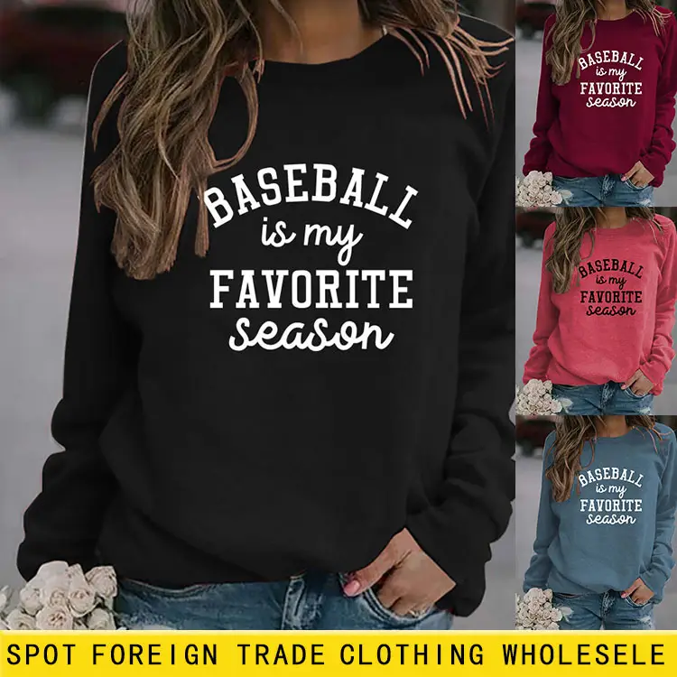Baseball My Favorite Season Round Neck Long Sleeve Sweater