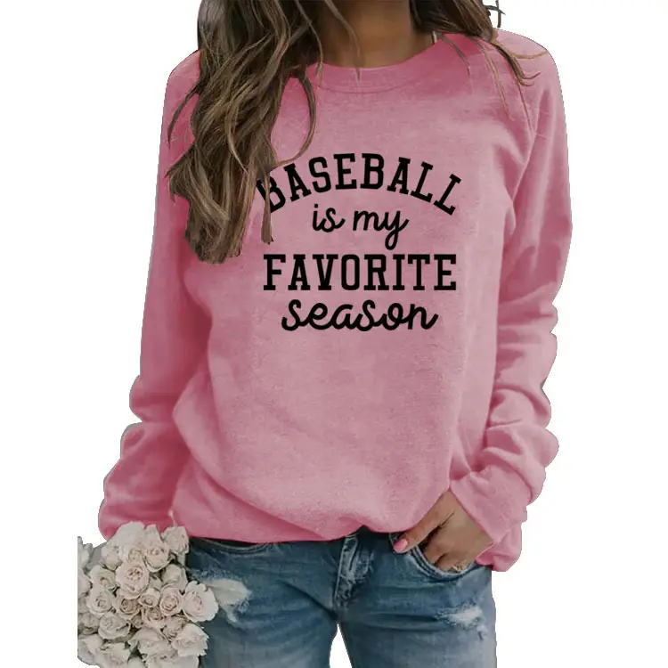Baseball My Favorite Season Round Neck Long Sleeve Sweater