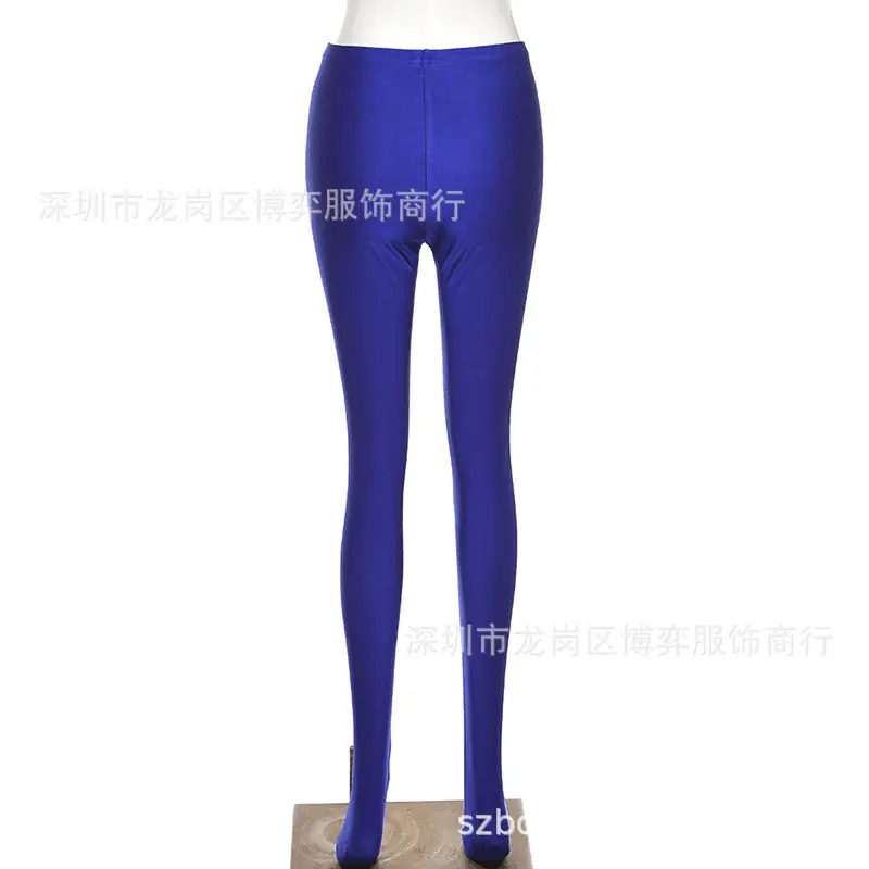 Women's Blue Solid Tight Hip Leggings for Sports Fitness