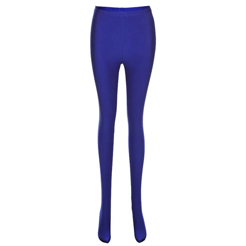 Women's Blue Solid Tight Hip Leggings for Sports Fitness