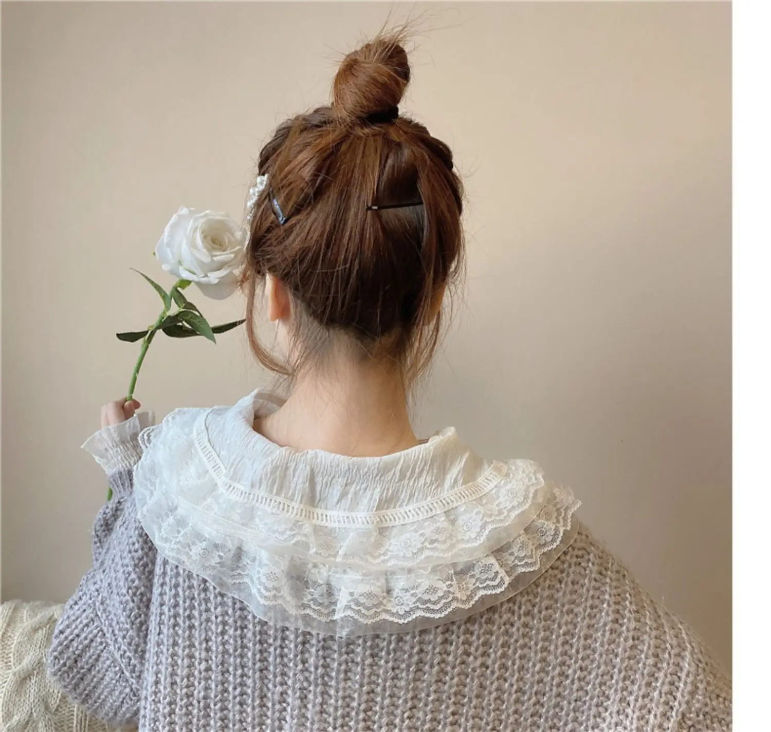 Sweet Pleated Doll Collar Shirt Women 2025 Spring Autumn — feature 3