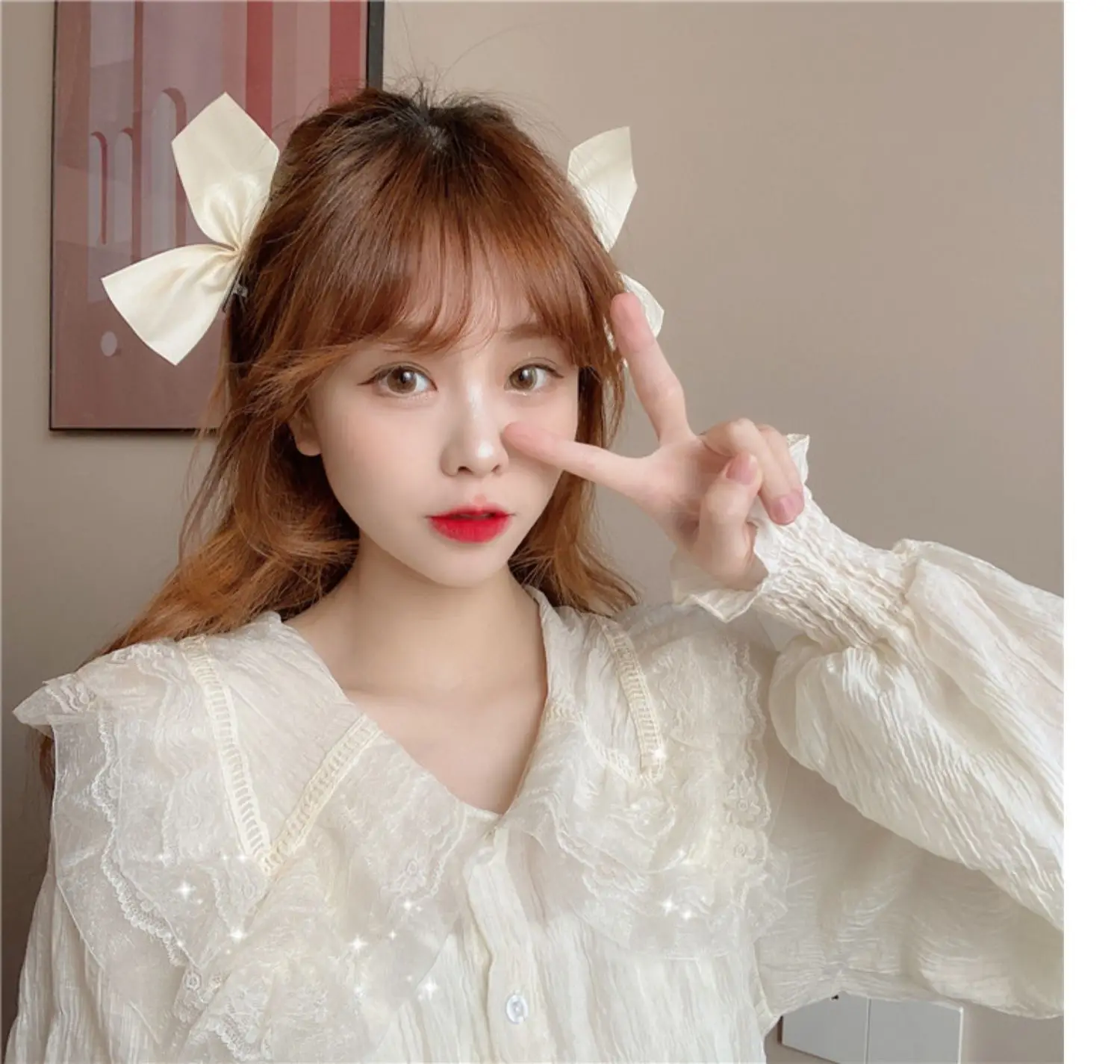 Sweet Pleated Doll Collar Shirt Women 2025 Spring Autumn — feature 32