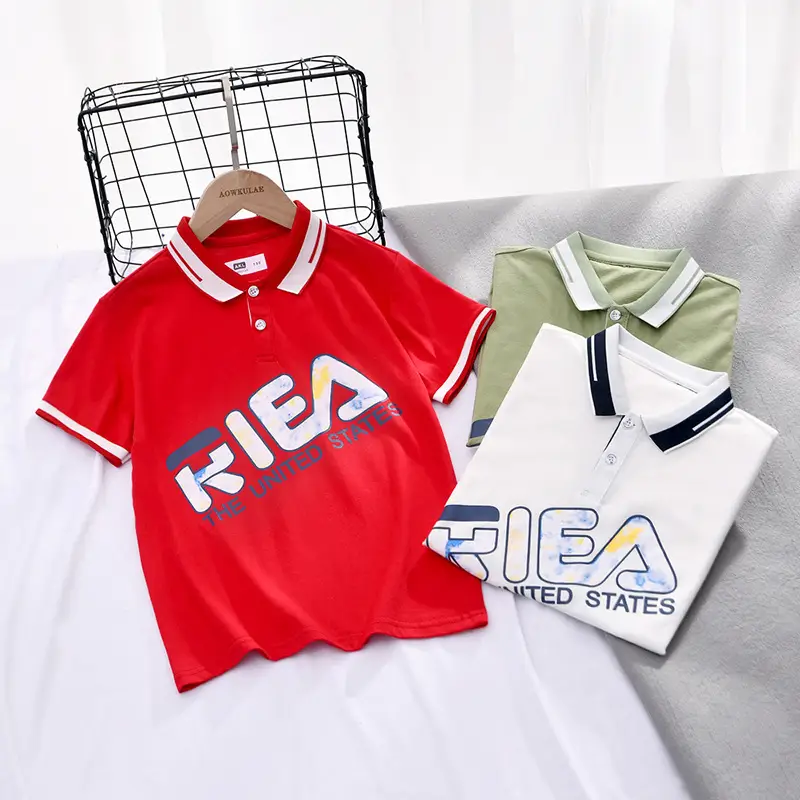 Kids Fila Polo Shirt White Cotton Boys Casual Summer - Image 3