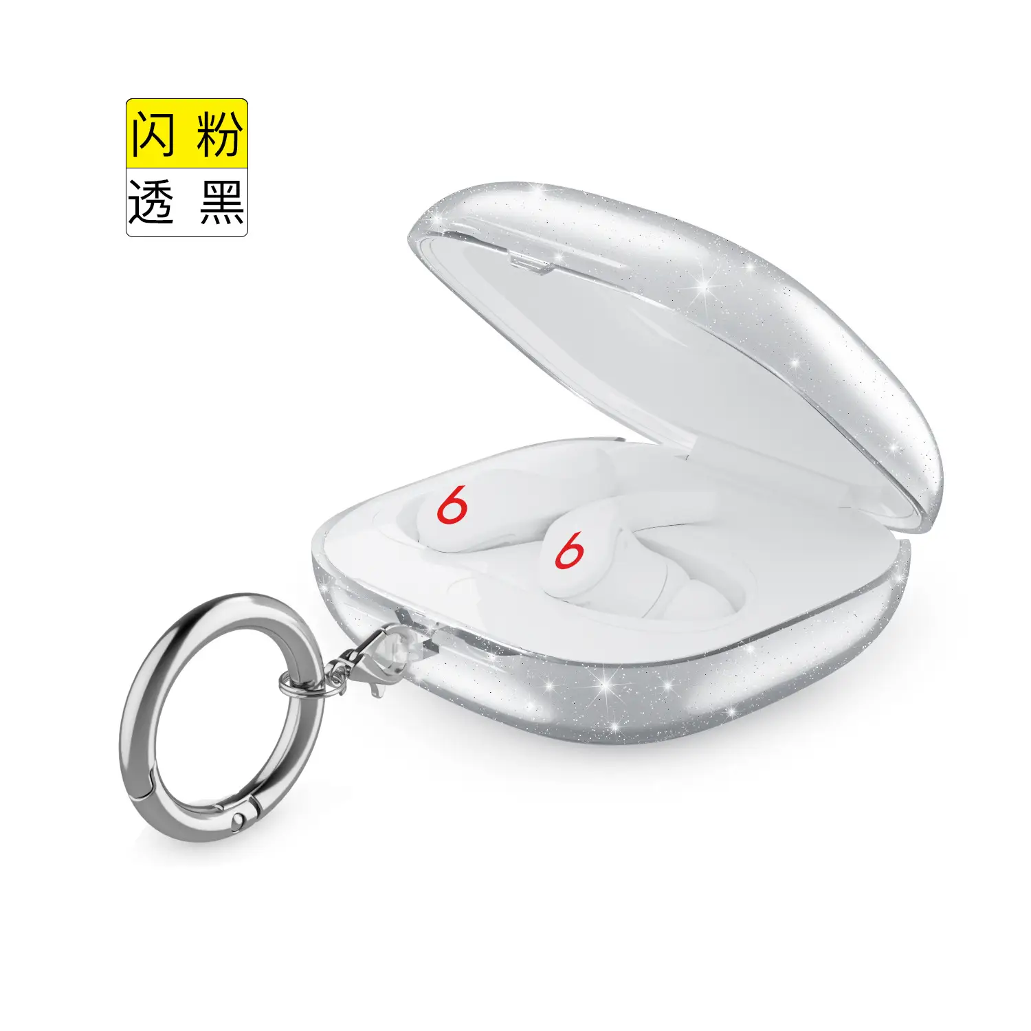 Purple Transparent Stone Keychain Charging Case for Bluetooth Headset — feature 10