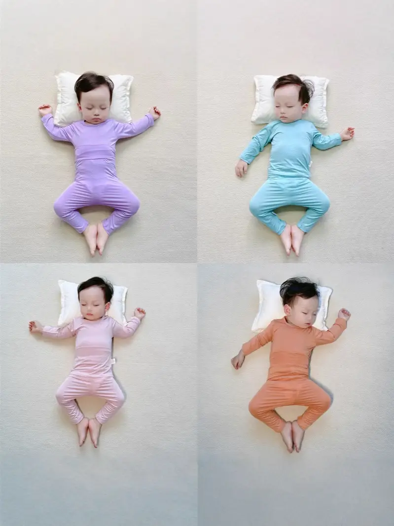 Baby Pajamas Modal White Long Sleeve Spring Autumn Underwear Set - Image 13