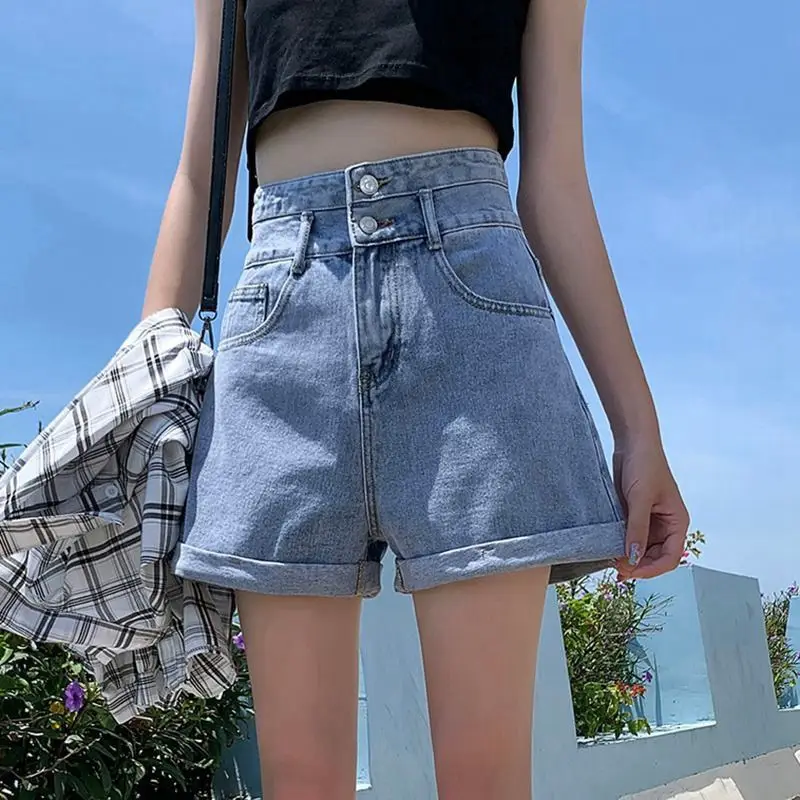 Women Denim Shorts Black High Waist 2022 Summer - Image 3