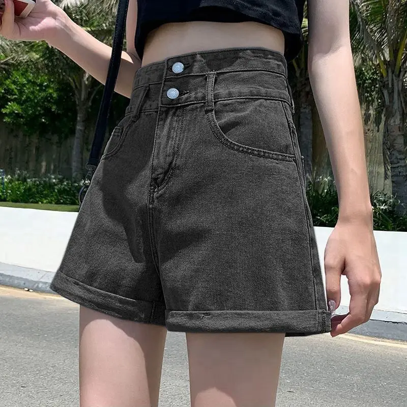 Women Denim Shorts Black High Waist 2022 Summer - Image 4