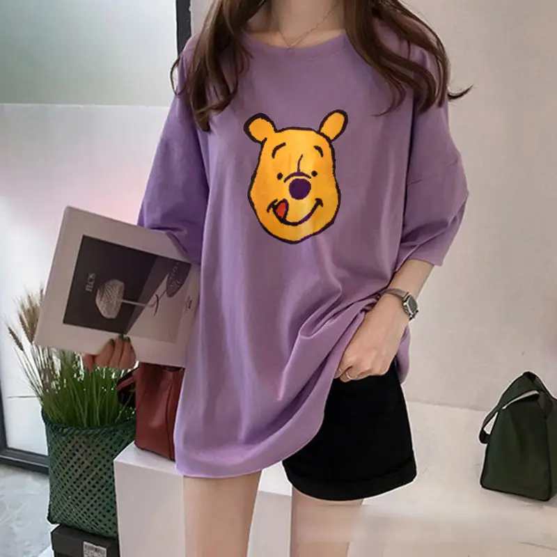 Maternity T-shirt Purple Bear Print Plus Size — feature 6