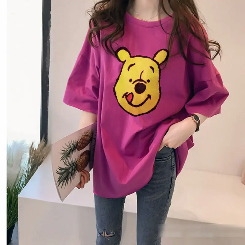Maternity T-shirt Purple Bear Print Plus Size - Image 5