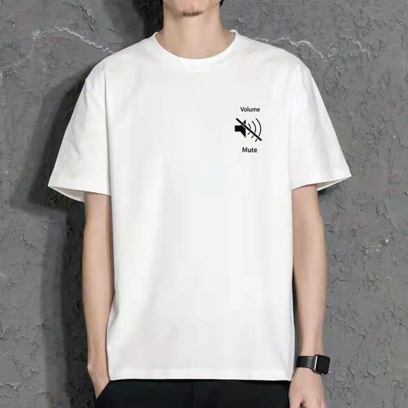 2022 Men Printed Short Sleeve T-Shirt White Slim Fit