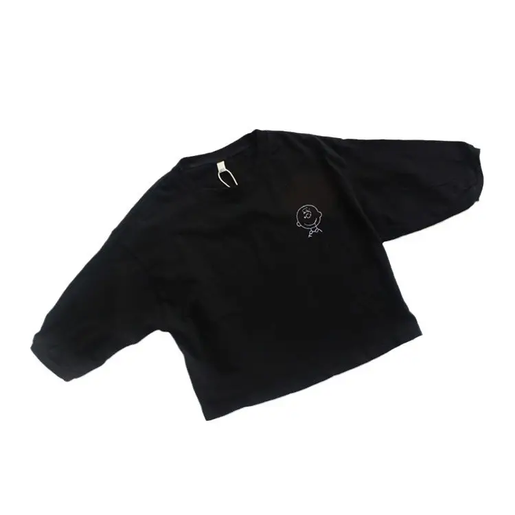 Black Embroidered Baby Boy's T-Shirt Korean Style