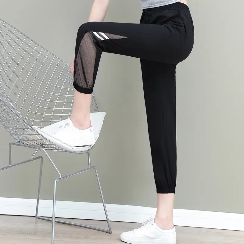 Women's Mesh Sports Pants Large Size Ankle Length - Image 5