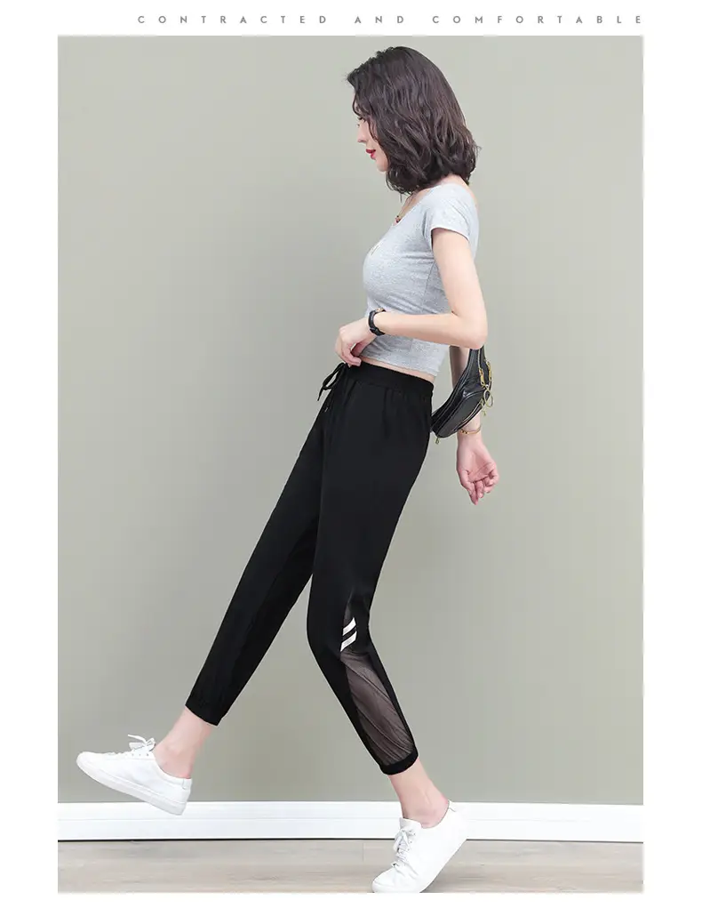 Women's Mesh Sports Pants Large Size Ankle Length — feature 12