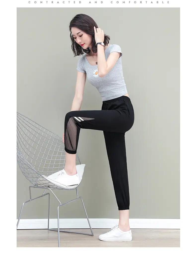 Women's Mesh Sports Pants Large Size Ankle Length — feature 14