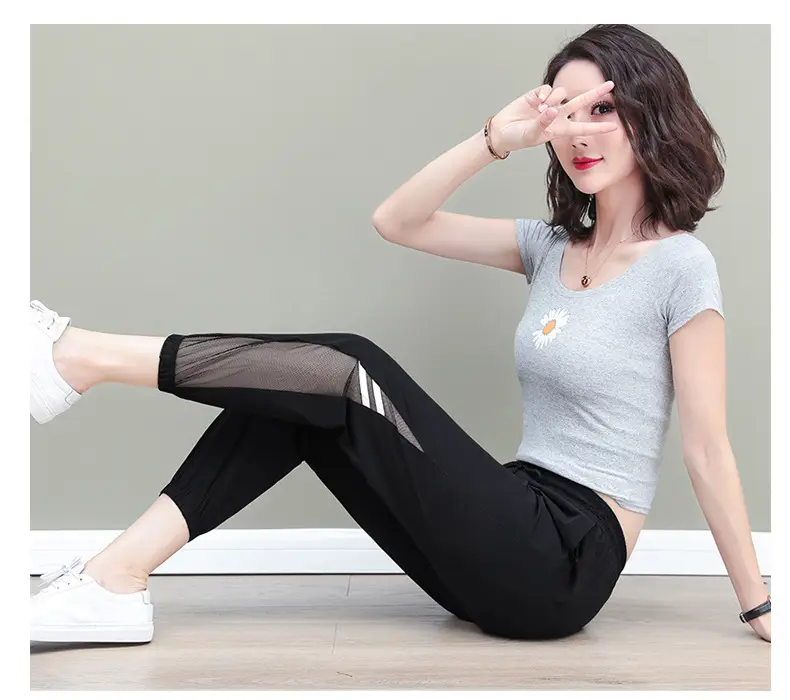 Women's Mesh Sports Pants Large Size Ankle Length — feature 15