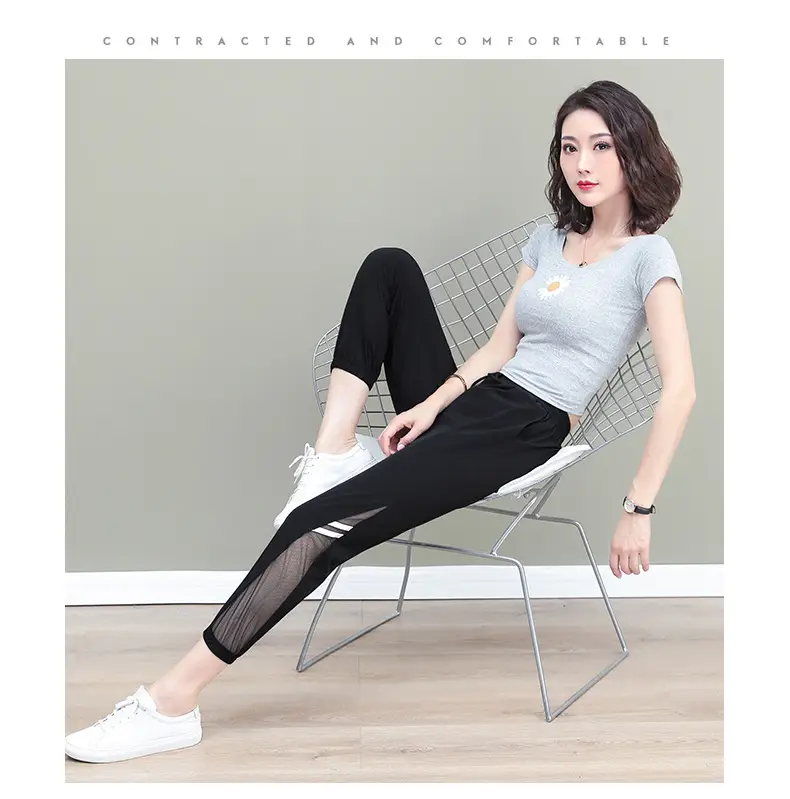 Women's Mesh Sports Pants Large Size Ankle Length — feature 16