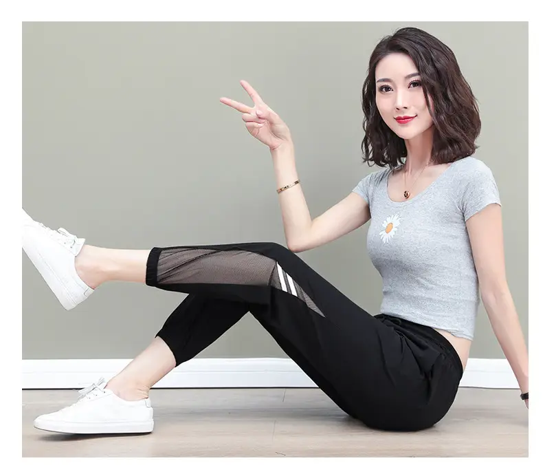 Women's Mesh Sports Pants Large Size Ankle Length — feature 17